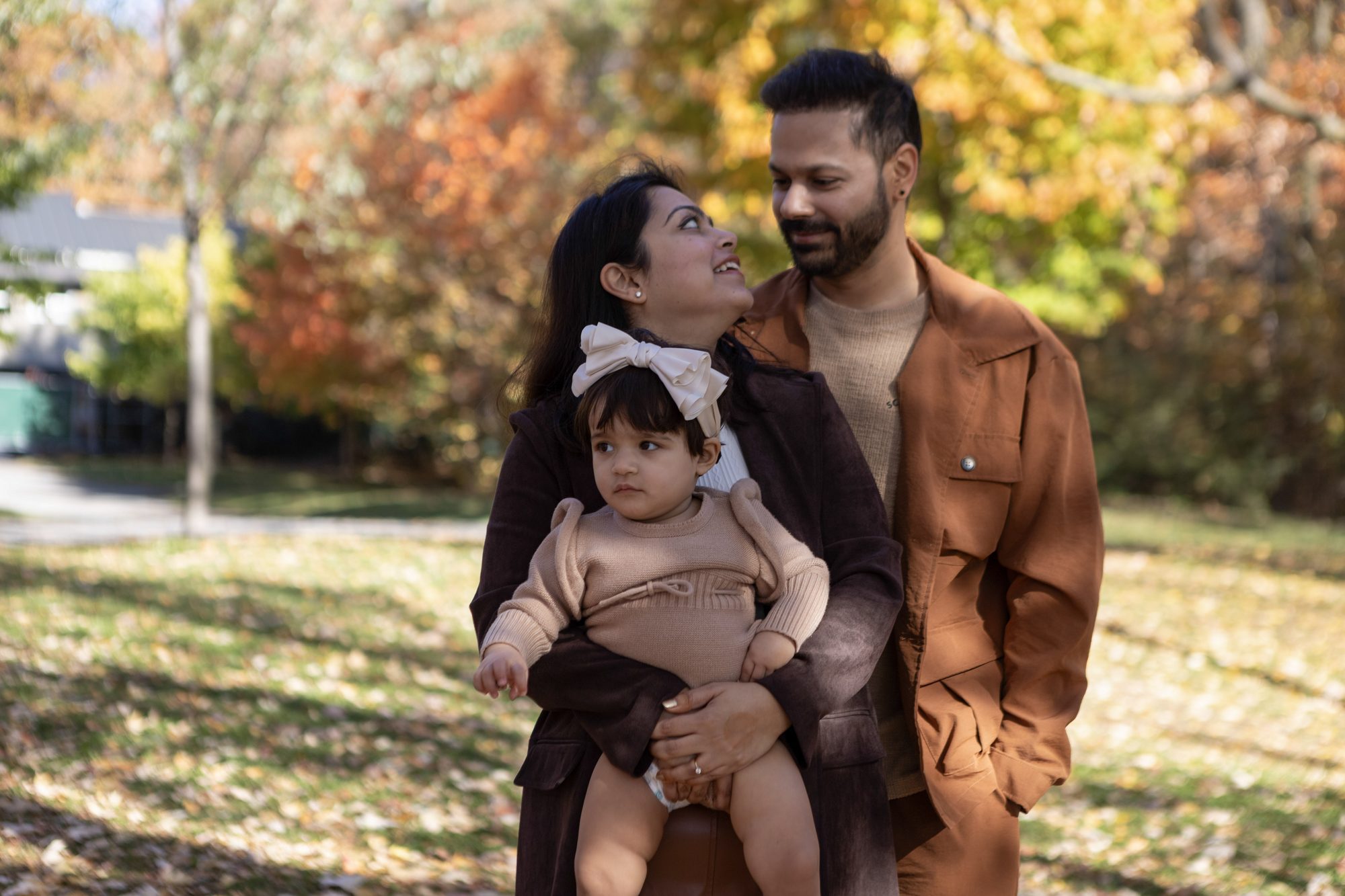 The Brown Kin family outdoors in autumn